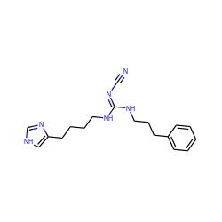 N#C/N=C(/NCCCCc1c[nH]cn1)NCCCc1ccccc1 ZINC000049015199