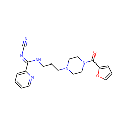 N#C/N=C(\NCCCN1CCN(C(=O)c2ccco2)CC1)c1ccccn1 ZINC000082156565