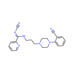 N#C/N=C(\NCCCN1CCN(c2ccccc2C#N)CC1)c1ccccn1 ZINC000082154953