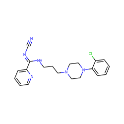 N#C/N=C(\NCCCN1CCN(c2ccccc2Cl)CC1)c1ccccn1 ZINC000082154958