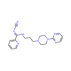 N#C/N=C(\NCCCN1CCN(c2ncccn2)CC1)c1ccccn1 ZINC000082156560