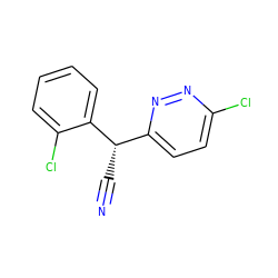 N#C[C@@H](c1ccc(Cl)nn1)c1ccccc1Cl ZINC000001396396