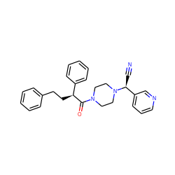 N#C[C@@H](c1cccnc1)N1CCN(C(=O)[C@@H](CCc2ccccc2)c2ccccc2)CC1 ZINC000013729044