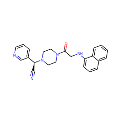 N#C[C@@H](c1cccnc1)N1CCN(C(=O)CNc2cccc3ccccc23)CC1 ZINC000013729245