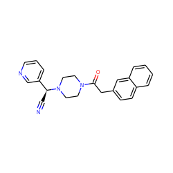 N#C[C@@H](c1cccnc1)N1CCN(C(=O)Cc2ccc3ccccc3c2)CC1 ZINC000013728992