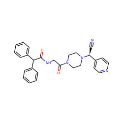 N#C[C@@H](c1ccncc1)N1CCN(C(=O)CNC(=O)C(c2ccccc2)c2ccccc2)CC1 ZINC000013729323