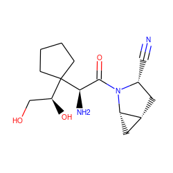 N#C[C@@H]1C[C@@H]2C[C@@H]2N1C(=O)[C@@H](N)C1([C@@H](O)CO)CCCC1 ZINC000013648752