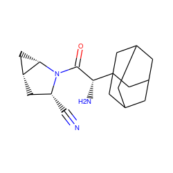 N#C[C@@H]1C[C@@H]2C[C@@H]2N1C(=O)[C@@H](N)C12CC3CC(CC(C3)C1)C2 ZINC000003964520