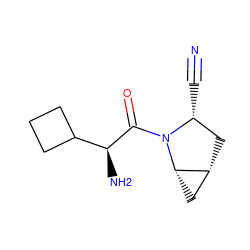 N#C[C@@H]1C[C@@H]2C[C@@H]2N1C(=O)[C@@H](N)C1CCC1 ZINC000013560891