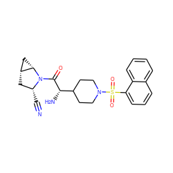 N#C[C@@H]1C[C@@H]2C[C@@H]2N1C(=O)[C@@H](N)C1CCN(S(=O)(=O)c2cccc3ccccc23)CC1 ZINC000095586902