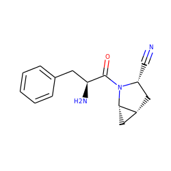 N#C[C@@H]1C[C@@H]2C[C@@H]2N1C(=O)[C@@H](N)Cc1ccccc1 ZINC000013560885