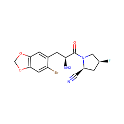 N#C[C@@H]1C[C@H](F)CN1C(=O)[C@@H](N)Cc1cc2c(cc1Br)OCO2 ZINC000103248369