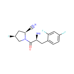 N#C[C@@H]1C[C@H](F)CN1C(=O)[C@@H](N)Cc1ccc(F)cc1F ZINC000103242321