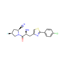 N#C[C@@H]1C[C@H](F)CN1C(=O)[C@@H](N)Cc1csc(-c2ccc(Cl)cc2)n1 ZINC000103248364