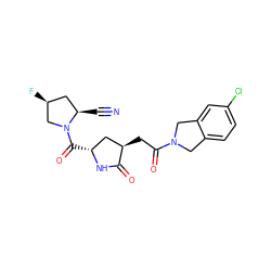 N#C[C@@H]1C[C@H](F)CN1C(=O)[C@@H]1C[C@@H](CC(=O)N2Cc3ccc(Cl)cc3C2)C(=O)N1 ZINC000064573952