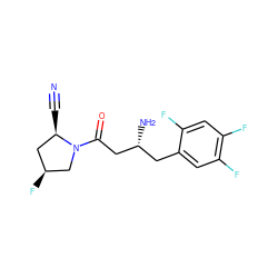 N#C[C@@H]1C[C@H](F)CN1C(=O)C[C@H](N)Cc1cc(F)c(F)cc1F ZINC000299831776