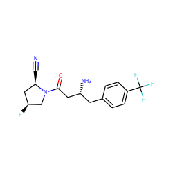 N#C[C@@H]1C[C@H](F)CN1C(=O)C[C@H](N)Cc1ccc(C(F)(F)F)cc1 ZINC000299832831