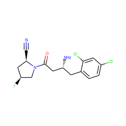 N#C[C@@H]1C[C@H](F)CN1C(=O)C[C@H](N)Cc1ccc(Cl)cc1Cl ZINC000299830769