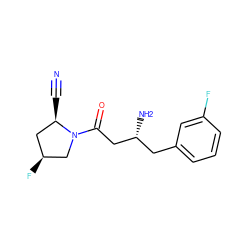 N#C[C@@H]1C[C@H](F)CN1C(=O)C[C@H](N)Cc1cccc(F)c1 ZINC000299831667