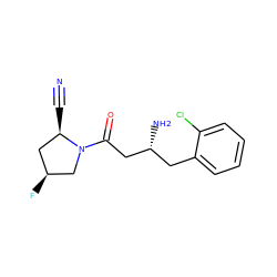 N#C[C@@H]1C[C@H](F)CN1C(=O)C[C@H](N)Cc1ccccc1Cl ZINC000299830763