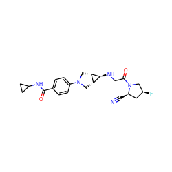 N#C[C@@H]1C[C@H](F)CN1C(=O)CN[C@H]1[C@@H]2CN(c3ccc(C(=O)NC4CC4)cc3)C[C@@H]21 ZINC000101180568