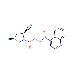 N#C[C@@H]1C[C@H](F)CN1C(=O)CNC(=O)c1ccnc2ccccc12 ZINC000169312170