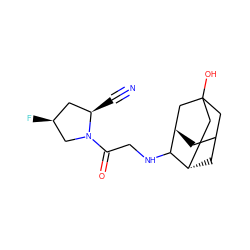 N#C[C@@H]1C[C@H](F)CN1C(=O)CNC1[C@H]2CC3C[C@H]1CC(O)(C3)C2 ZINC000101165327