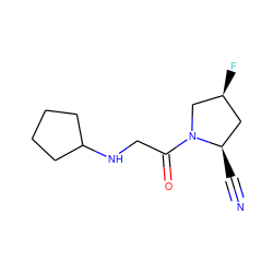 N#C[C@@H]1C[C@H](F)CN1C(=O)CNC1CCCC1 ZINC000040402503