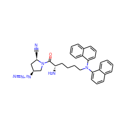 N#C[C@@H]1C[C@H](N=[N+]=[N-])CN1C(=O)[C@@H](N)CCCCN(c1cccc2ccccc12)c1cccc2ccccc12 ZINC000042877549