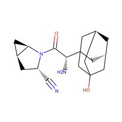 N#C[C@@H]1C[C@H]2C[C@H]2N1C(=O)[C@@H](N)C12C[C@H]3C[C@@H](CC(O)(C3)C1)C2 ZINC000103262688