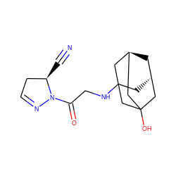 N#C[C@@H]1CC=NN1C(=O)CNC12C[C@H]3C[C@@H](CC(O)(C3)C1)C2 ZINC000169347553