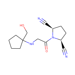 N#C[C@@H]1CC[C@H](C#N)N1C(=O)CNC1(CO)CCCC1 ZINC000013687371