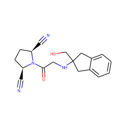 N#C[C@@H]1CC[C@H](C#N)N1C(=O)CNC1(CO)Cc2ccccc2C1 ZINC000013687510