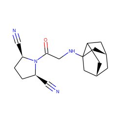 N#C[C@@H]1CC[C@H](C#N)N1C(=O)CNC12C[C@@H]3CC1C[C@H](C3)C2 ZINC000101087363