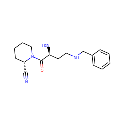 N#C[C@@H]1CCCCN1C(=O)[C@@H](N)CCNCc1ccccc1 ZINC000013561270