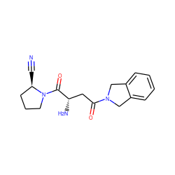 N#C[C@@H]1CCCN1C(=O)[C@@H](N)CC(=O)N1Cc2ccccc2C1 ZINC000040429368