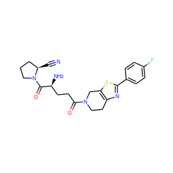 N#C[C@@H]1CCCN1C(=O)[C@@H](N)CCC(=O)N1CCc2nc(-c3ccc(F)cc3)sc2C1 ZINC000040955182