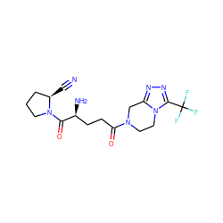 N#C[C@@H]1CCCN1C(=O)[C@@H](N)CCC(=O)N1CCn2c(nnc2C(F)(F)F)C1 ZINC000040951346