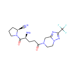 N#C[C@@H]1CCCN1C(=O)[C@@H](N)CCC(=O)N1CCn2nc(C(F)(F)F)nc2C1 ZINC000040915463