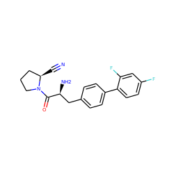 N#C[C@@H]1CCCN1C(=O)[C@@H](N)Cc1ccc(-c2ccc(F)cc2F)cc1 ZINC000014947620