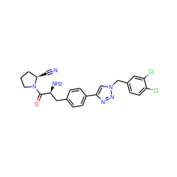 N#C[C@@H]1CCCN1C(=O)[C@@H](N)Cc1ccc(-c2cn(Cc3ccc(Cl)c(Cl)c3)nn2)cc1 ZINC000096283305