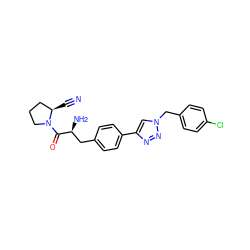 N#C[C@@H]1CCCN1C(=O)[C@@H](N)Cc1ccc(-c2cn(Cc3ccc(Cl)cc3)nn2)cc1 ZINC000096283310