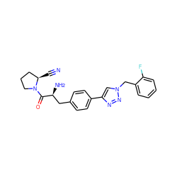 N#C[C@@H]1CCCN1C(=O)[C@@H](N)Cc1ccc(-c2cn(Cc3ccccc3F)nn2)cc1 ZINC000096283315