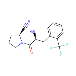 N#C[C@@H]1CCCN1C(=O)[C@@H](N)Cc1ccccc1C(F)(F)F ZINC000103241532