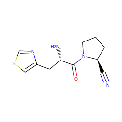 N#C[C@@H]1CCCN1C(=O)[C@@H](N)Cc1cscn1 ZINC000103248355