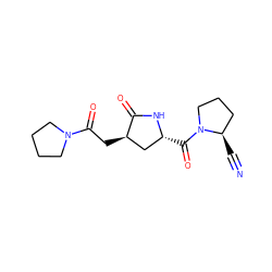 N#C[C@@H]1CCCN1C(=O)[C@@H]1C[C@@H](CC(=O)N2CCCC2)C(=O)N1 ZINC000064553987