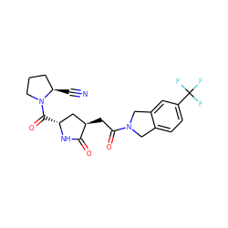 N#C[C@@H]1CCCN1C(=O)[C@@H]1C[C@@H](CC(=O)N2Cc3ccc(C(F)(F)F)cc3C2)C(=O)N1 ZINC000064564504