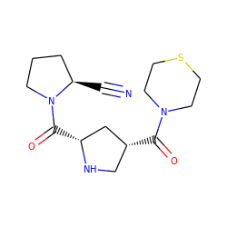 N#C[C@@H]1CCCN1C(=O)[C@@H]1C[C@H](C(=O)N2CCSCC2)CN1 ZINC000028816301