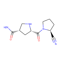 N#C[C@@H]1CCCN1C(=O)[C@@H]1C[C@H](C(N)=O)CN1 ZINC000028816236