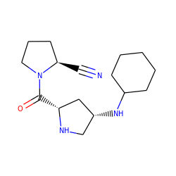 N#C[C@@H]1CCCN1C(=O)[C@@H]1C[C@H](NC2CCCCC2)CN1 ZINC000028475244